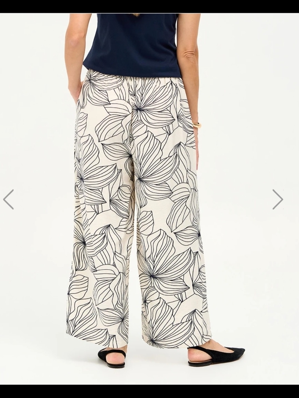 H&M Floral Print Wide-Leg Pants – Cream/Black – Size S – New Without Tags - Picture 6 of 9